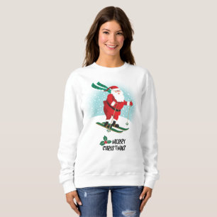 Merry Christmas Skiing Santa Claus Holidays Sweatshirt