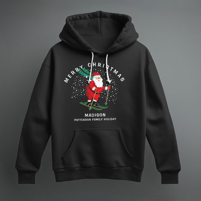 Merry Christmas Skiing Santa Winter Personalised Hoodie (Creator Uploaded)