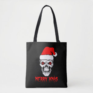 Merry Christmas Skull Tshirt Tote Bag