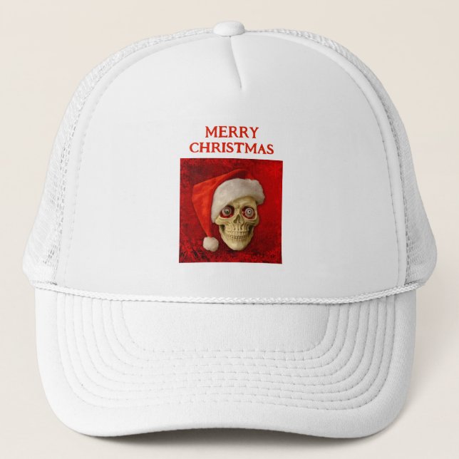 Merry Christmas. Skull wearing Santa hat (Front)