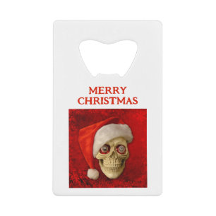 Merry Christmas. Skull wearing Santa hat