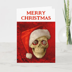 Merry Christmas. Skull wearing Santa hat Card