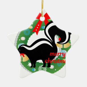 merry christmas skunk ceramic tree decoration