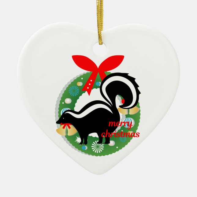 merry christmas skunk ceramic tree decoration (Front)