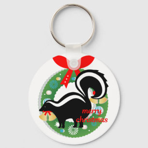 merry christmas skunk key ring
