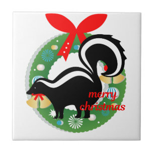 merry christmas skunk tile