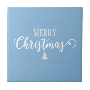 Merry Christmas Sky Blue Solid Colour   #85b5da Tile