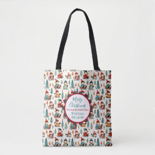 Merry Christmas Sledding Children Christmas Tote Bag