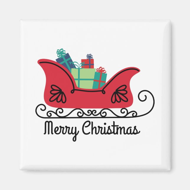 Merry Christmas Sleigh Magnet (Front)