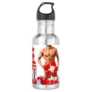 Merry Christmas SlipperyJoe red white silver gift 532 Ml Water Bottle