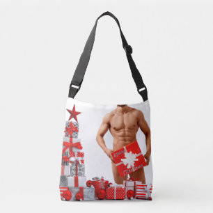 Merry Christmas SlipperyJoe red white silver gift Crossbody Bag