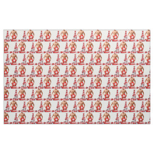 Merry Christmas SlipperyJoe red white silver gift Fabric
