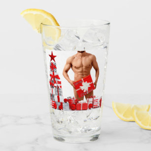 Merry Christmas SlipperyJoe red white silver gift  Glass