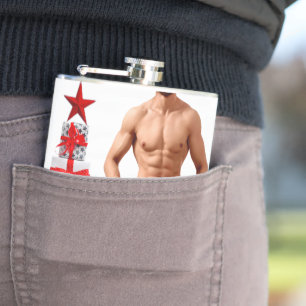 Merry Christmas SlipperyJoe red white silver gift Hip Flask