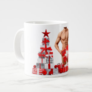 Merry Christmas SlipperyJoe red white silver gift Large Coffee Mug