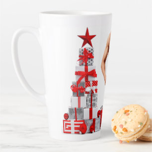 Merry Christmas SlipperyJoe red white silver gift Latte Mug