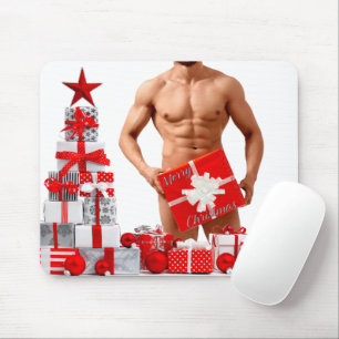 Merry Christmas SlipperyJoe red white silver gift Mouse Pad