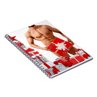 Merry Christmas SlipperyJoe red white silver gift Notebook