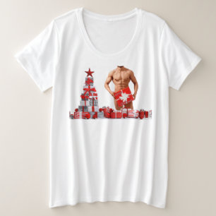 Merry Christmas SlipperyJoe red white silver gift Plus Size T-Shirt