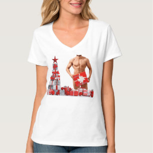 Merry Christmas SlipperyJoe red white silver gift  T-Shirt
