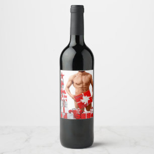 Merry Christmas SlipperyJoe red white silver gift  Wine Label