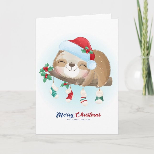 Merry Christmas Sloth Card (Front)