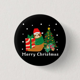 Merry Christmas Sloth Christmas  3 Cm Round Badge