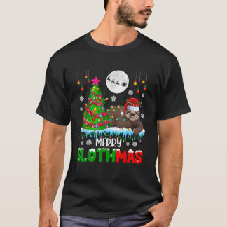 Merry Christmas Sloth Costume Santa Reindeer Xmas  T-Shirt