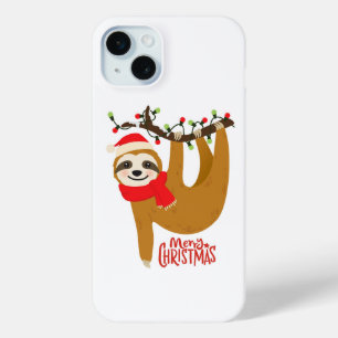 Merry Christmas Sloth  Cute Festive Holidays iPhone 15 Mini Case