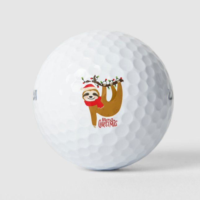 Merry Christmas Sloth  Cute Festive Holidays Golf Balls (Front)