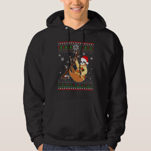 Merry Christmas Sloth Hat Santa In Snow Ugly Swea Hoodie