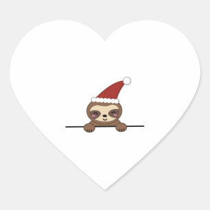 Merry Christmas Sloth Heart Sticker