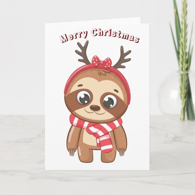 Merry Christmas Sloth Holiday Card (Front)