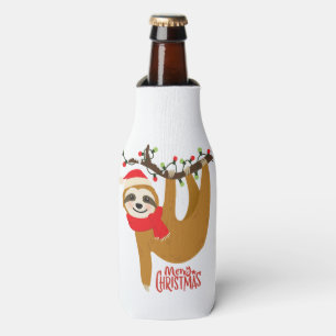 Merry Christmas Sloth   Holidays Bottle Cooler