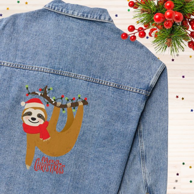 Merry Christmas Sloth Holidays Denim Jacket (Creator Uploaded)