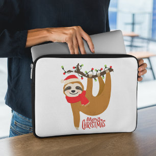 Merry Christmas Sloth   Holidays Laptop Sleeve