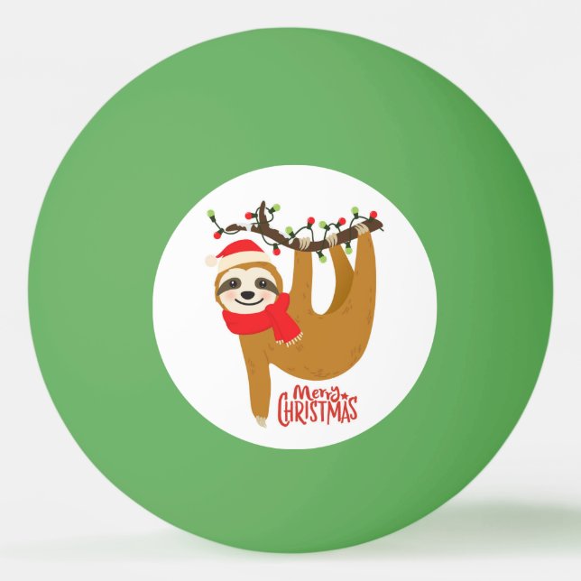 Merry Christmas Sloth | Holidays Ping Pong Ball (Front)