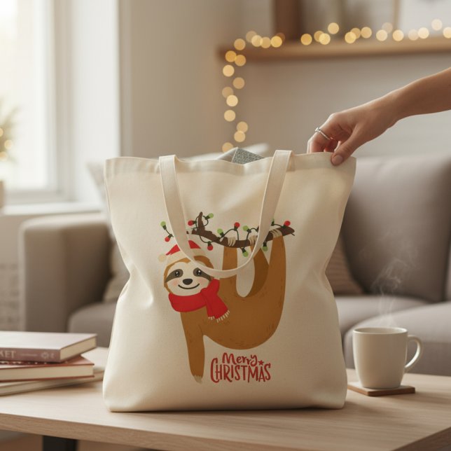 Merry Christmas Sloth | Holidays Tote Bag (Creator Uploaded)