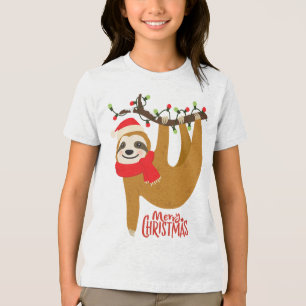 Merry Christmas Sloth Holidays Tri-Blend Shirt