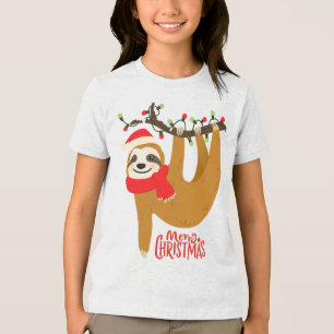 Merry Christmas Sloth Holidays Tri-Blend Shirt