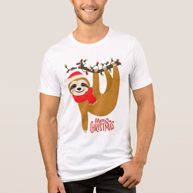 Merry Christmas Sloth | Holidays Tri-Blend Shirt (Front)