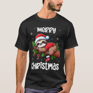 Merry Christmas Sloth Lazy Funny Christmas Sloth L T-Shirt