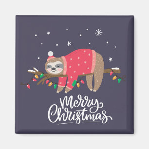 Merry Christmas Sloth Magnet