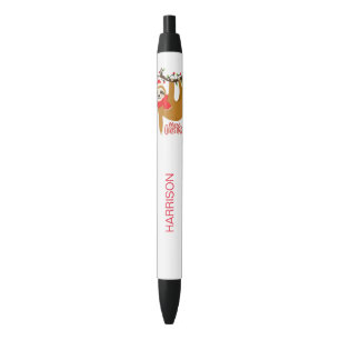 Merry Christmas Sloth Personalised Name Black Ink Pen