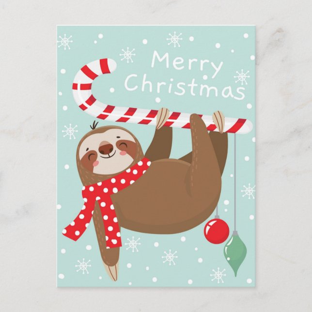 Merry Christmas Sloth Postcard (Front)