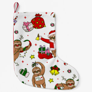 merry christmas sloth santa claus reindeer small c stocking