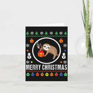 Merry Christmas Sloth Ugly Sweater Xmas Knit Sloth Card