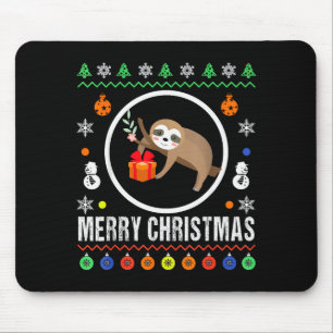 Merry Christmas Sloth Ugly Sweater Xmas Knit Sloth Mouse Pad