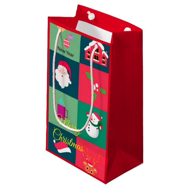 Merry Christmas Small Gift Bag (Front Angled)