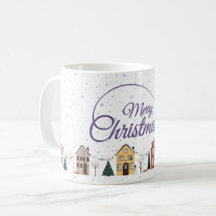 Merry Christmas Small house Purple starry Night Coffee Mug